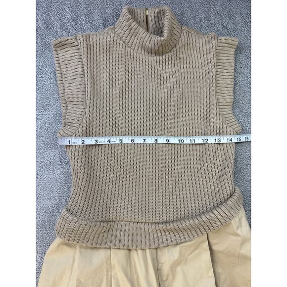 Anthropologie Du Paradis Twofer Jumpsuit Knit Mixed Media Wide Leg Tan Sz Small - Picture 10 of 14